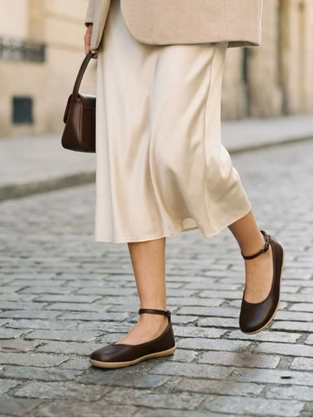 Be Lenka FLORENCE Dark Brown Leather Ballet Flat with Ankle-Strap - Picture 3 of 14